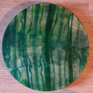 Tambour Chamanique, peau de bison, bois d'érable - vert dégradé vertical