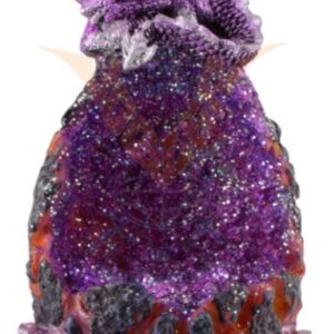 Bébé dragon couché sur une géode LED - 14cm