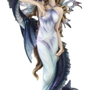 Grande fée turquoise-violet avec dragon - 60cm