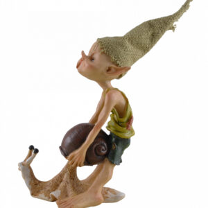 Lutin tirant un escargot - 13cm