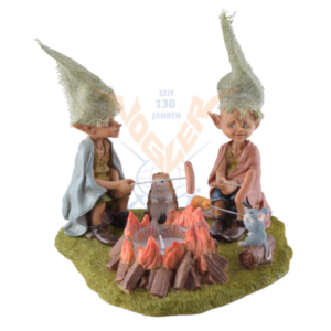 Lutins autour du feu - L19 x L19 x H13cm