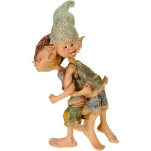 Lutins accrochés dos à dos - 16cm