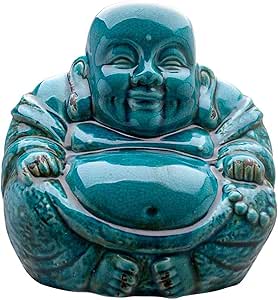 Grand Bouddha céramique bleue - 28cm
