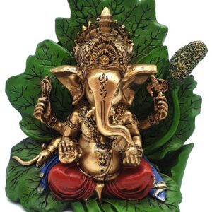 Ganesh doré sur feuille - 11cm