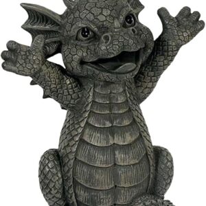 Grand dragon gris joyeux - 26,5cm