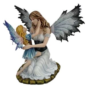 Fée à genoux avec son enfant - 32 x 26,5cm
