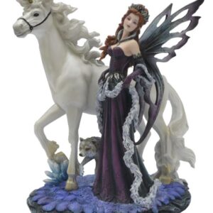 Fée violette, licorne blanche & loup - 27cm