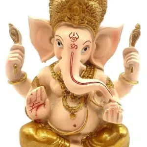 Ganesh beige & doré - 14cm
