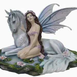 Fée & licorne sur marre aux nénuphars - L34,5 x H25,5cm