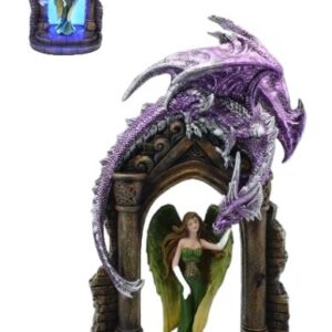 Porte avec fée verte & dragon violet (LED) - 37,5cm