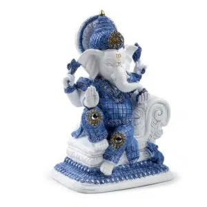 Ganesh bleu et blanc : Méditation - 21,5cm