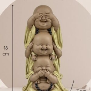 3 sagesse : Bouddhas rieurs superposés - 10cm