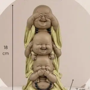 3 sagesse : Bouddhas rieurs superposés - 10cm