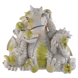 Dragon mère et ses 2 petits (Jardin) - 27x17x22cm