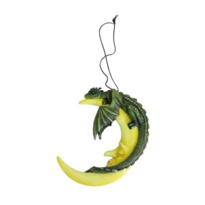 Dragon vert sur lune jaune suspension - 20,7cm