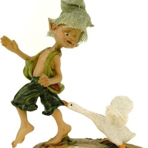 Lutin se faisant mordre par une oie - 14cm