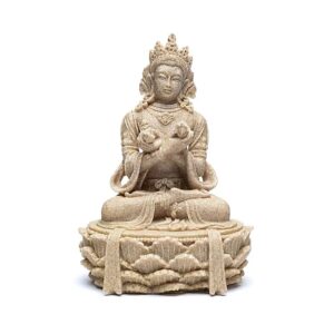 Bouddha avec dorje et cloche couleur sable - 17cm