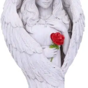 Buste d'ange avec rose sur le cœur - 15 cm