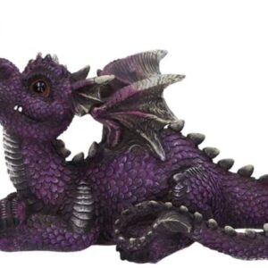 Dragon violet et papillon jaune sur son nez - 22,3cm