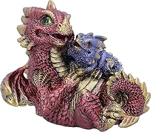 Dragon rouge et son bébé - 11,3cm