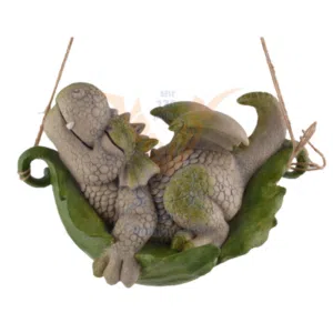 Dragon de jardin feuille à suspendre - 25cm
