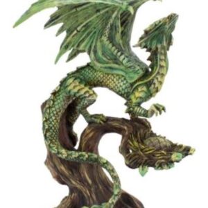 Dragon vert de forêt sur arbre - 25,5cm