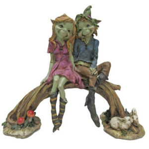 Couple lutin sur pont arbre - 24cm
