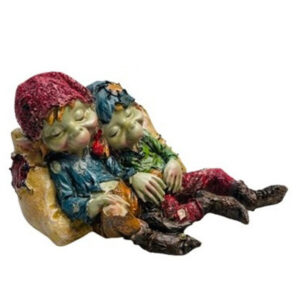 Couple lutins dormant contre un sac - 6,5cm