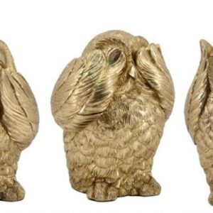 3 Sagesses Chouette Doré - 15cm