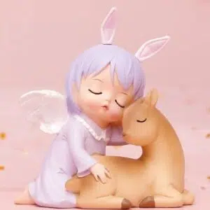 Petit ange dormant & chevreuil - 8,5cm
