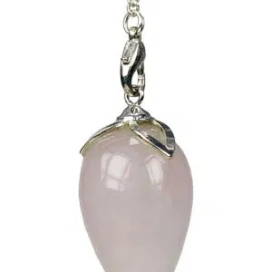 Pendule "Lotus" en quartz rose - 4cm