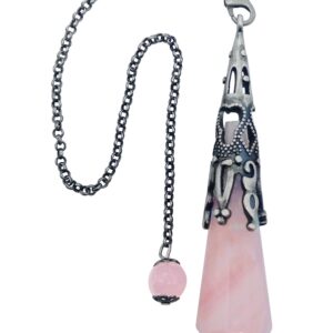 Pendule Quartz rose & métal argenté vieilli - 8cm