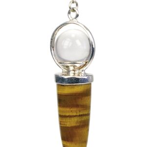 Pendule Œil de tigre & Cristal - 5cm