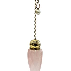 Pendule pointe polie en Quartz rose - 3,5cm