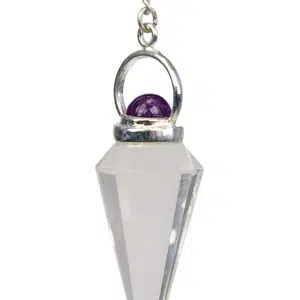 Pendule Cristal de roche & cabochon d'Améthyste - 4,9cm