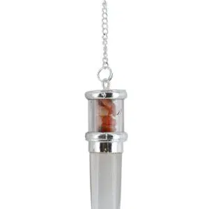 Pendule "Pointe" Cristal & Cornaline - 3,5cm