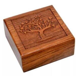 Boite bois : Arbre de Vie (carré) - 12,5x6cm