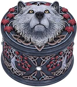 Boîte ronde : Loup & Arbres de vie (Lisa Parker) - 11cm