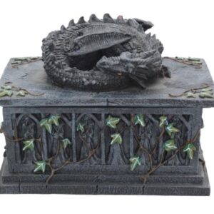 Boite : Dragon gris gisant - 18cm