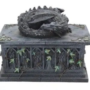 Boite : Dragon gris gisant - 18cm