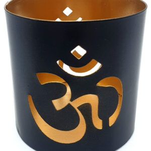 Photophore métal : Om (noir & doré) - 9cm