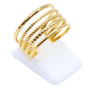 Bague réglable : 5 Anneaux (inox plaquée or)