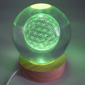 Veilleuse sphère en verre : Fleur de vie (multicolore) - 9cm