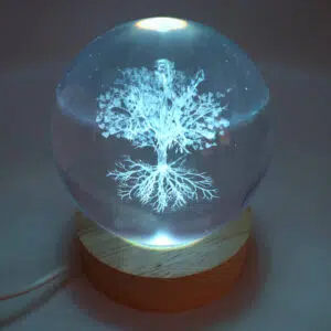 Veilleuse sphère en verre : Arbre de vie (multicolore) - 9cm