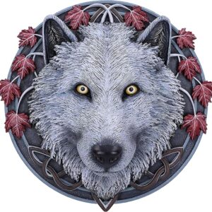 Plaque murale : Tête de loup (blanc-gris) - 29cm