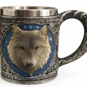 Choppe : Tête de loup brun - 15,4cm