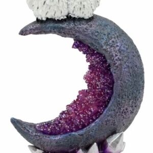 Chouettes sur lune lumineuse (LED) - 19cm