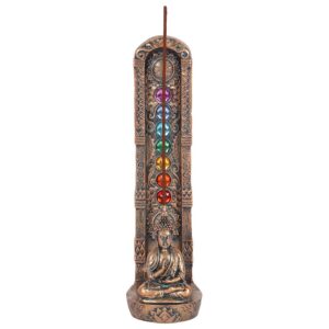 Porte encens : Bouddha & Chakras (résine) - 23,5cm