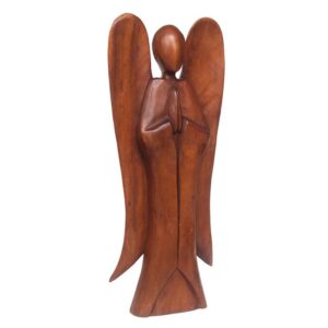 Ange en bois d'acacia naturel - 50cm