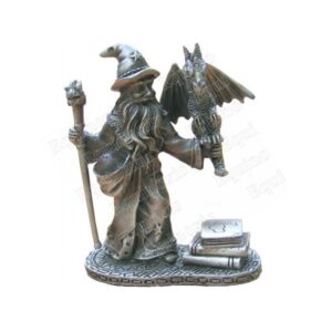 Magicien avec bébé dragon (étain) - 8,7cm